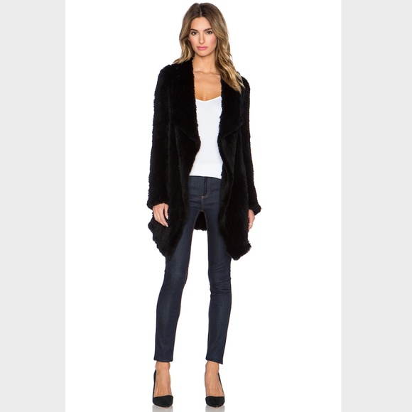 June Jackets & Blazers - June Black Real Rabbit Fur Jacket